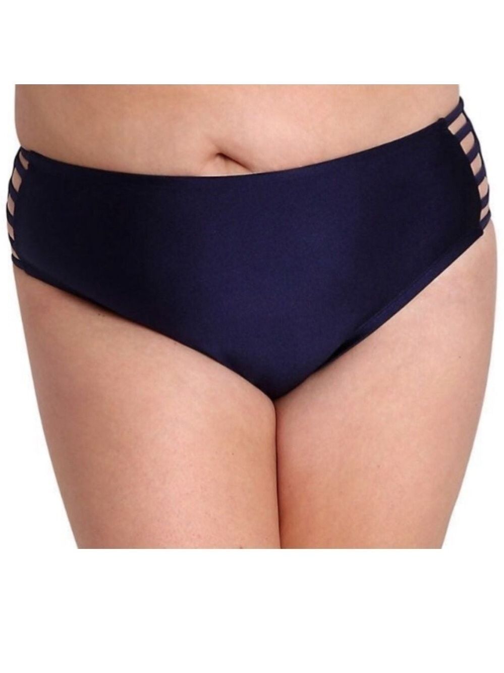 Lysa Swim bottoms Plus size Woman’s 3X 26 W navy blue with strappy sides